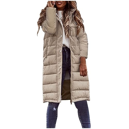 Winterjacke Damen Leicht Steppjacke Übergangsjacke Herbst Steppmantel Daunenjacke Lang Wintermantel Gesteppt Stepp Jacke Parka Winter Warme Kapuzenjacke Trenchcoat Windbreaker Winterparka mit Kapuze von Yourumao