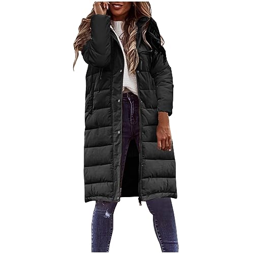 Winterjacke Damen Leicht Steppjacke Übergangsjacke Herbst Steppmantel Daunenjacke Lang Wintermantel Gesteppt Stepp Jacke Parka Winter Warme Kapuzenjacke Trenchcoat Windbreaker Winterparka mit Kapuze von Yourumao