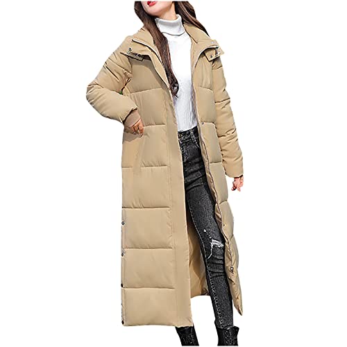 Winterjacke Damen Leicht Steppjacke Übergangsjacke Herbst Steppmantel Daunenjacke Lang Wintermantel Gesteppt Stepp Jacke Parka Winter Warme Kapuzenjacke Trenchcoat Windbreaker Winterparka mit Kapuze von Yourumao