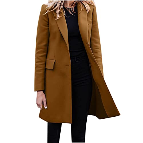 Yourumao Blazer Damen Elegant Longblazer Sportlich Kostüme Blaser Jacke Business Casual Büro Anzüge Lange Einfarbiger Mantel Langarm Streetwear Blazerjacke Oversize Sakko Festlich Open Front Cardigan von Yourumao