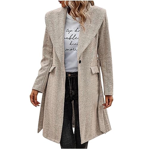 Yourumao Herbstjacke Übergangsjacke Elegant Warm Wintermantel Lässige Mäntel Lang Damen Trenchcoat Winterjacke Outwear Herbst Mantel Parka Winddichter Overcoat Klassische Umlegekragen Steppjacke von Yourumao