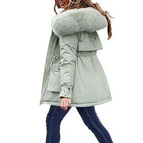 Yourumao Steppmantel Daunenjacke Lang Leichte Übergangsjacke Winterjacke Mantel Damen Herbst Steppjacke Outdoorjacke Reißverschluss Warm Winterparka Funktionsjacke Winddicht Gefüttert Gesteppte Jacke von Yourumao