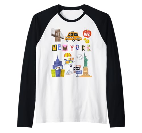 Kids New York City Taxi Hot Dogs Souvenir für Jungen und Mädchen Raglan Kids New York City Taxi Hot Dogs Souvenir für Jungen und Mädchen Raglan von Youth American USA Tourist NYC Statue of Liberty
