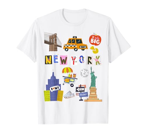 Kids New York City Taxi Hot Dogs Souvenir für Jungen und Mädchen T-Shirt von Youth American USA Tourist NYC Statue of Liberty