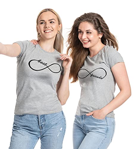 Best Friends T-Shirts Damen Beste Freunde Shirt - 1x Best Logo Grau S von Youth Designz