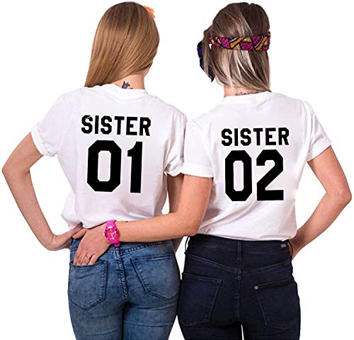 Best Friends BFF Beste Freunde T-Shirt für Zwei Mädchen Damen Tshirt (Weiss Sister 01 M) von Youth Designz