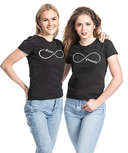 Best Friends T-Shirts Damen Beste Freunde Tshirts (1x SCHWARZ Best XXL) von Youth Designz