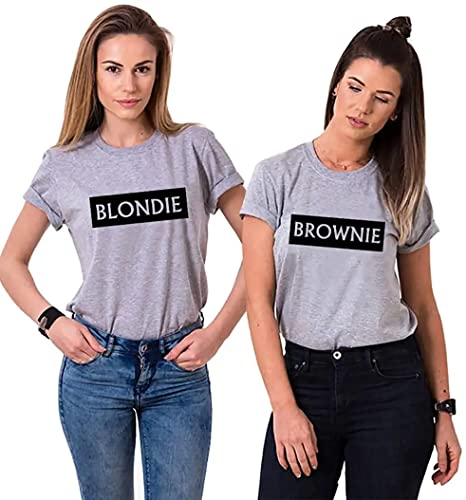 Best Friends T-Shirts Damen Blondie Brownie Shirt BFF (GRAU Blondie S) von Youth Designz