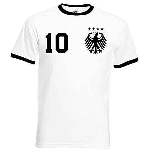Herren T-Shirt Trikot Deutschland mit Wunschname + Nummer - Weiß XL von Youth Designz