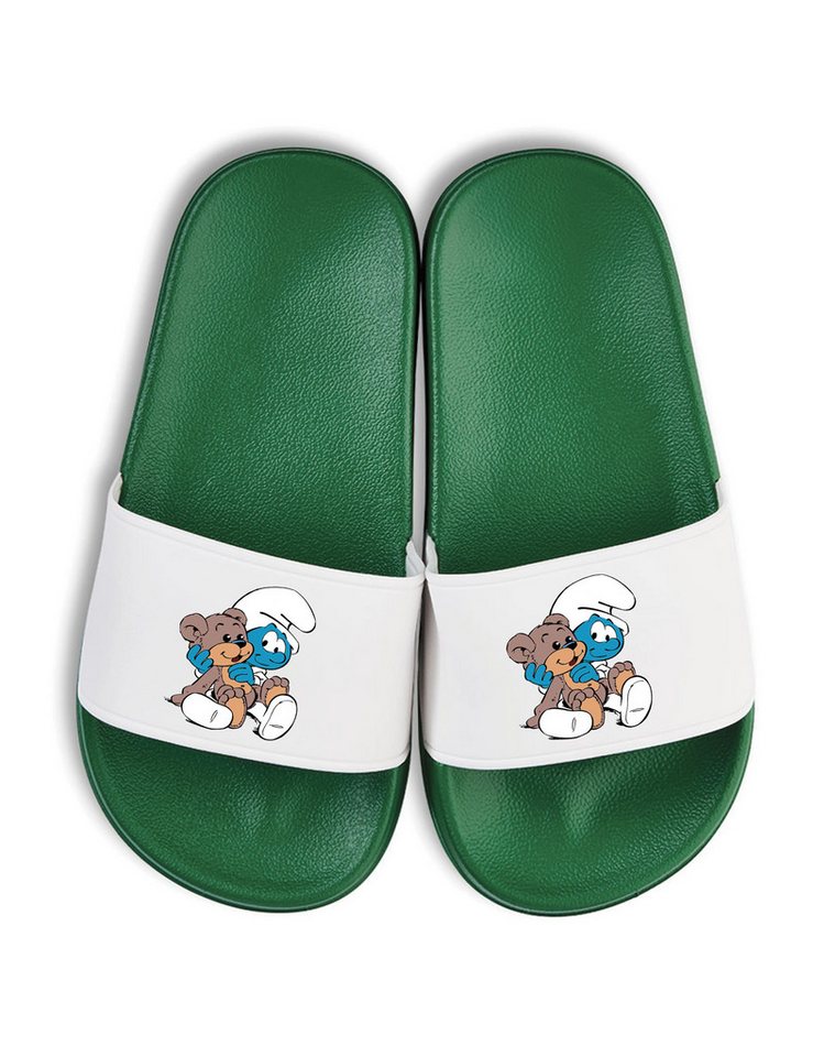 Youth Designz Baby Schlumpf Kinder Badelatschen Flip Flops Badeschuh mit lustigen Print von Youth Designz