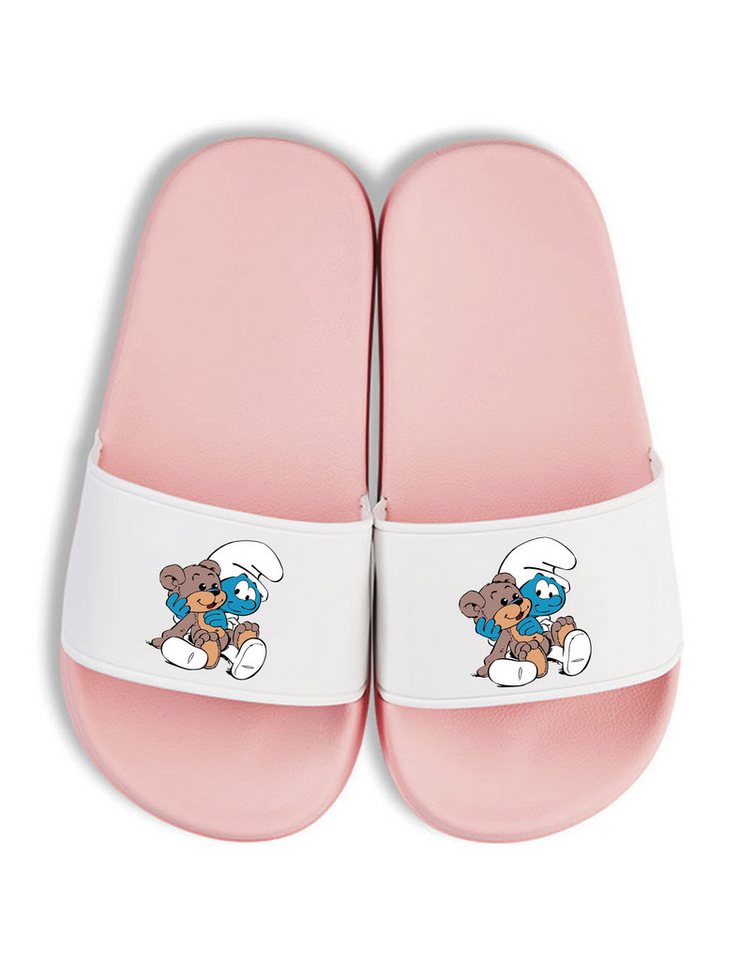 Youth Designz Baby Schlumpf Kinder Badelatschen Flip Flops Badeschuh mit lustigen Print von Youth Designz