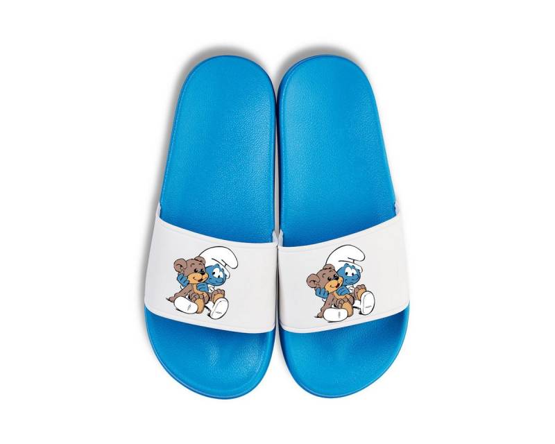 Youth Designz Baby Schlumpf Unisex Badelatschen Flip Flops Badeschuh mit lustigen Logo für Damen und Herren von Youth Designz