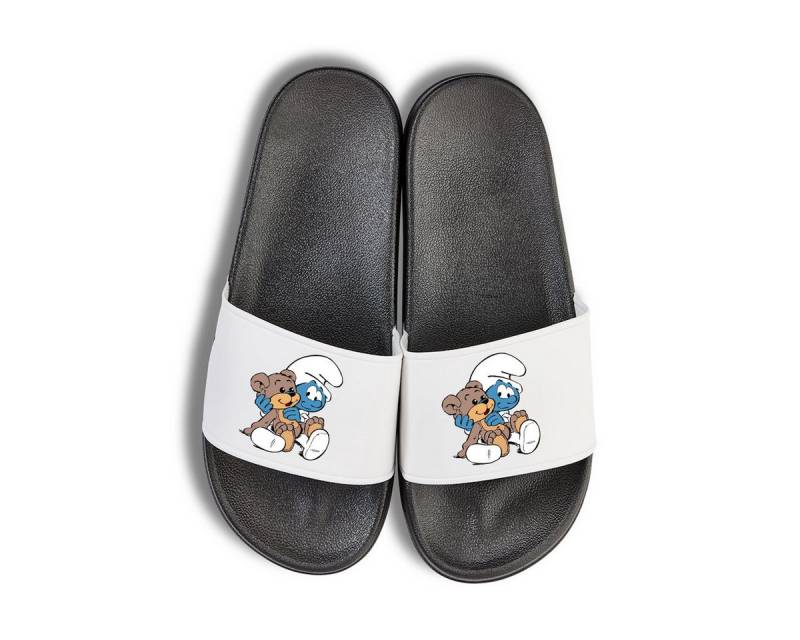 Youth Designz Baby Schlumpf Unisex Badelatschen Flip Flops Badeschuh mit lustigen Logo für Damen und Herren von Youth Designz