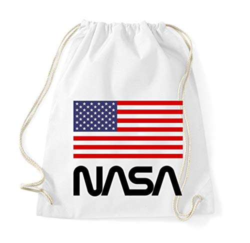 Youth Designz Baumwolltasche Turnbeutel Tasche Modell NASA USA - Weiß von Youth Designz