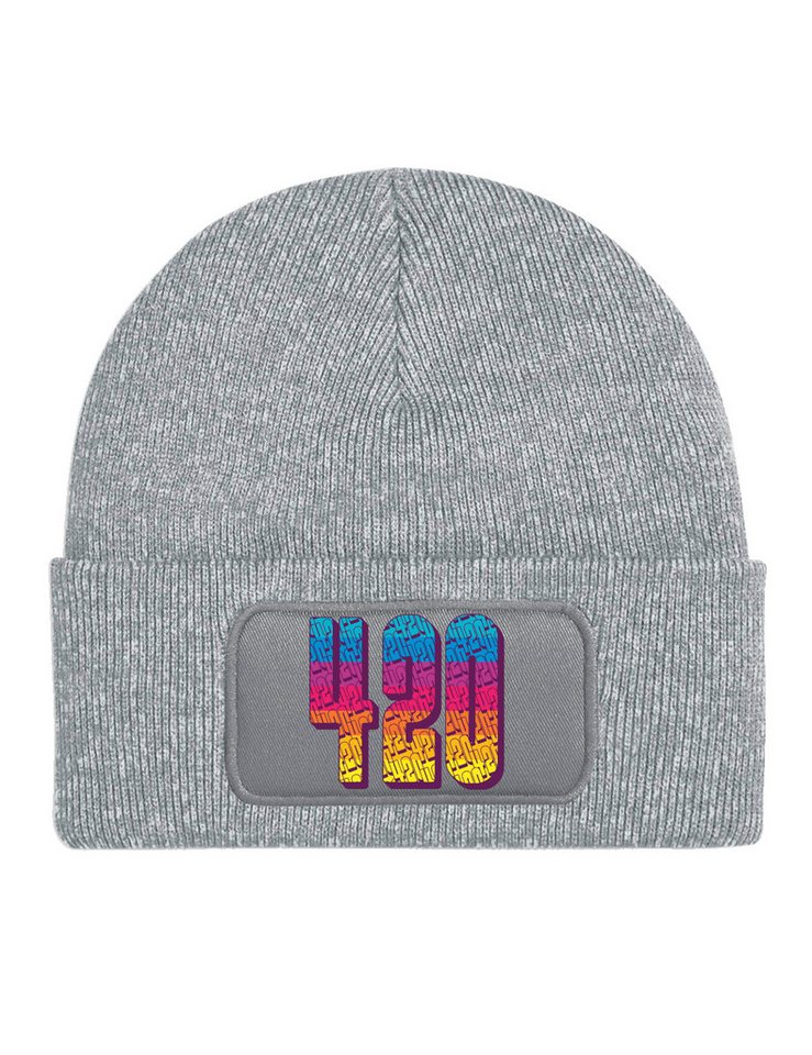 Youth Designz Beanie 420 Regenbogen Unisex Beanie Mütze mit trendigem Frontprint von Youth Designz