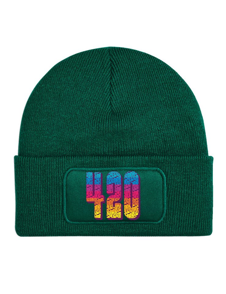 Youth Designz Beanie 420 Regenbogen Unisex Beanie Mütze mit trendigem Frontprint von Youth Designz
