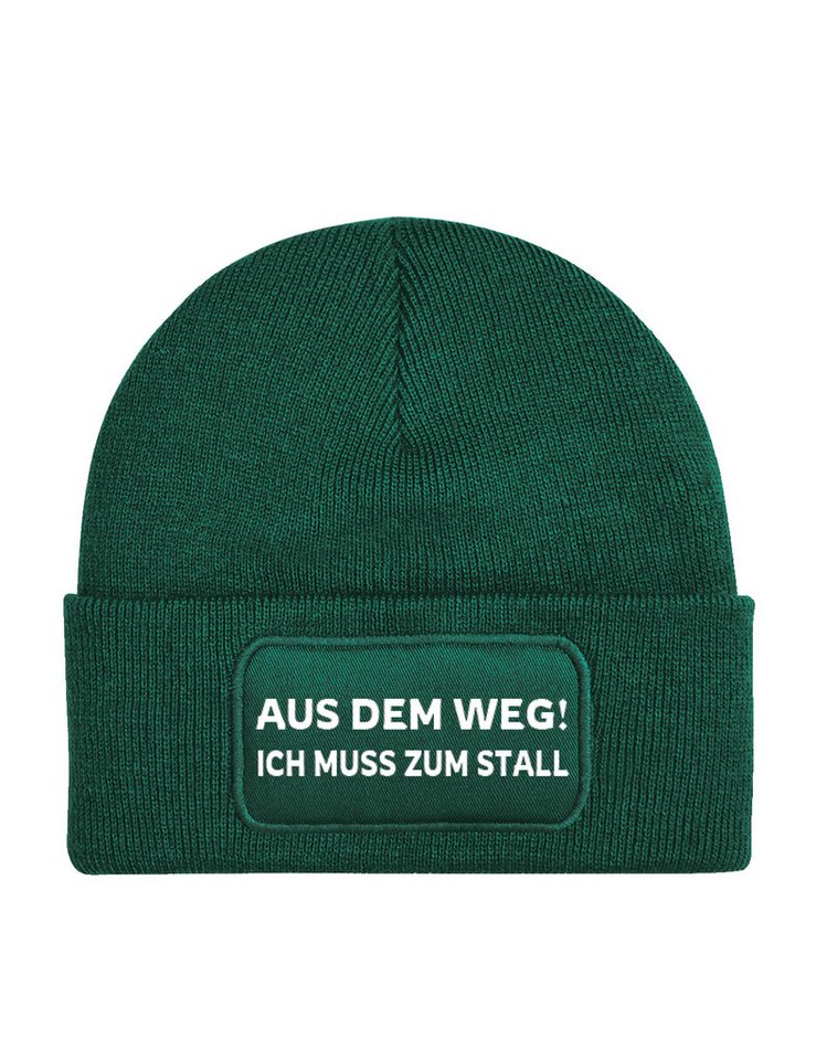 Youth Designz Beanie Aus dem Weg! Ich muss zum Stall Beanie Mütze Strickmütze Wintermütze mit trendigem Motiv von Youth Designz