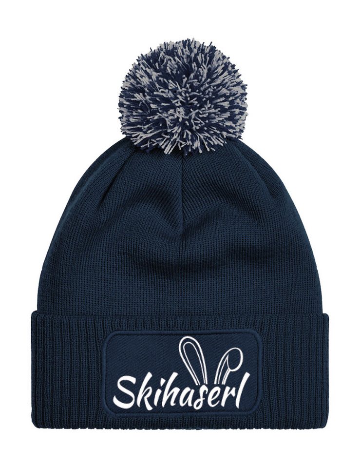Youth Designz Beanie Damen Strick Bommel Beanie Mütze mit Skihaserl Aufdruck Geschenk mit lustigen Logo für Frauen von Youth Designz
