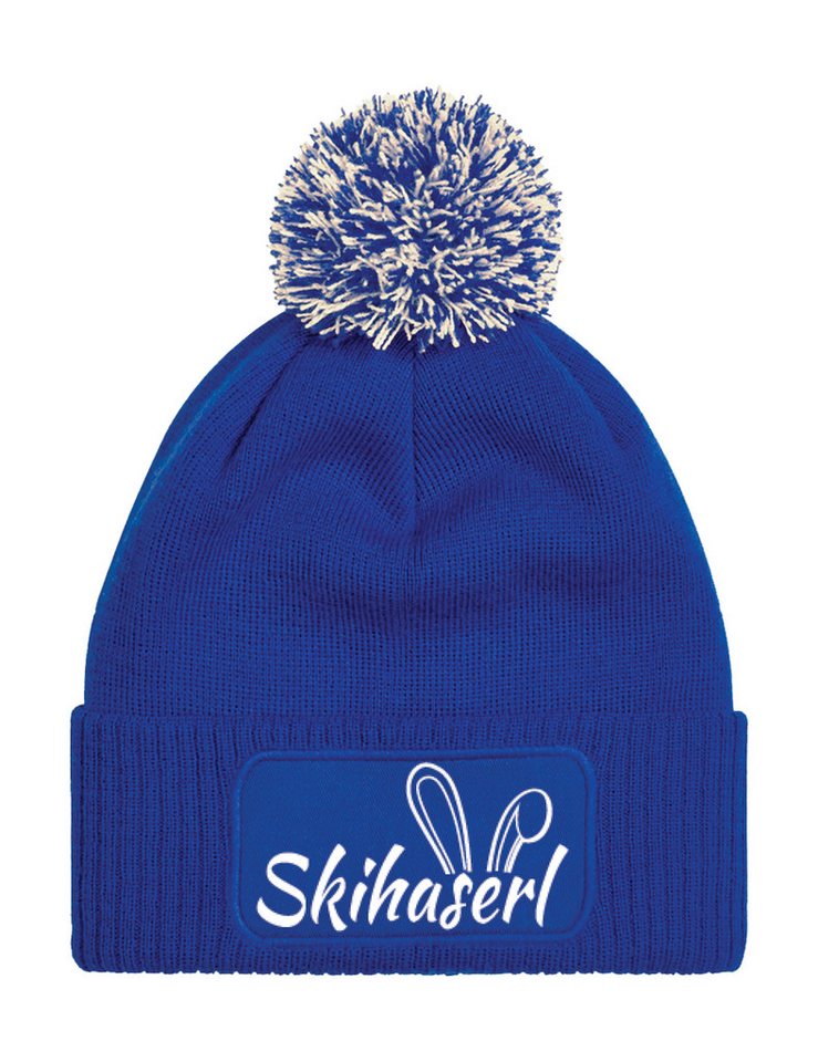 Youth Designz Beanie Damen Strick Bommel Beanie Mütze mit Skihaserl Aufdruck Geschenk mit lustigen Logo für Frauen von Youth Designz