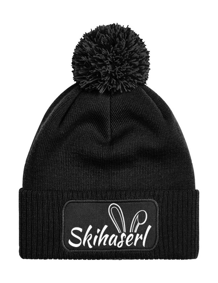 Youth Designz Beanie Damen Strick Bommel Beanie Mütze mit Skihaserl Aufdruck Geschenk mit lustigen Logo für Frauen von Youth Designz