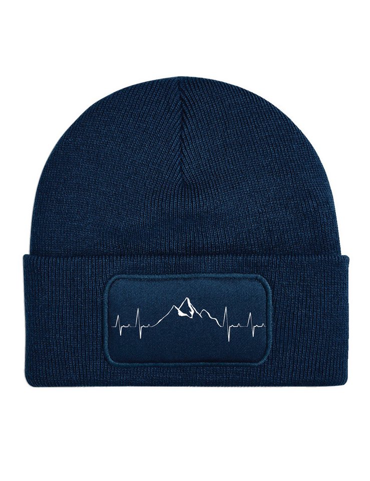 Youth Designz Beanie Heartbeat Mountain Wandern Berge Camping Unisex Beanie Mütze mit modischem Logo Motiv von Youth Designz