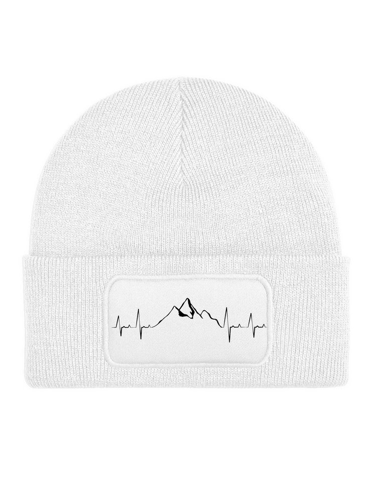 Youth Designz Beanie Heartbeat Mountain Wandern Berge Camping Unisex Beanie Mütze mit modischem Logo Motiv von Youth Designz