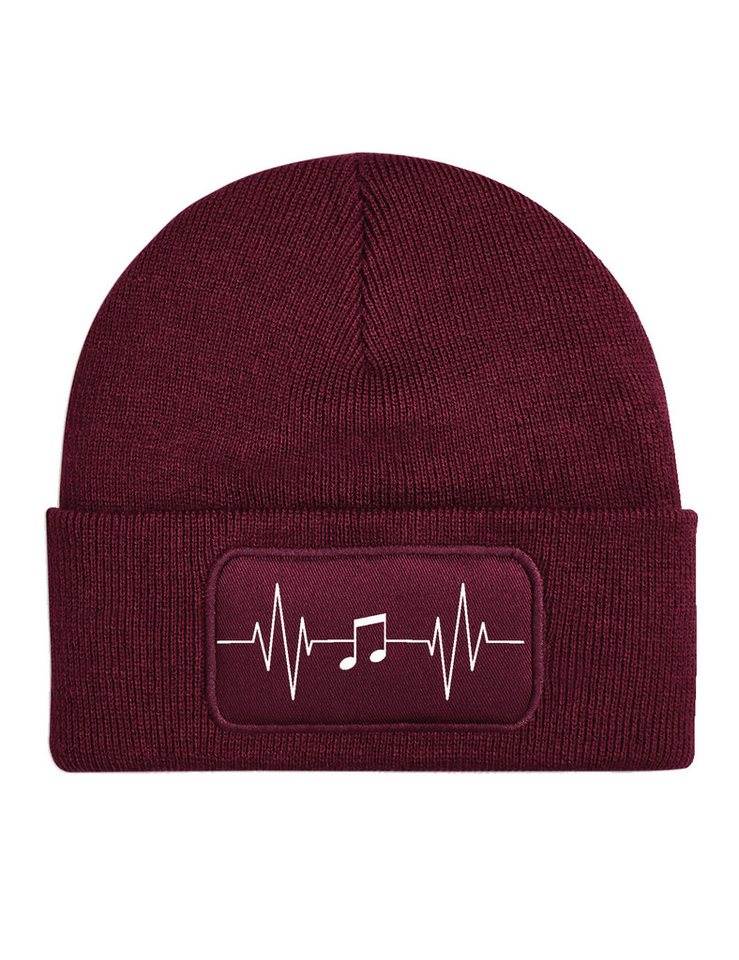 Youth Designz Beanie Heart Beat Music Singen Musikaliasch Unisex Beanie Mütze mit trendigem Frontprint von Youth Designz