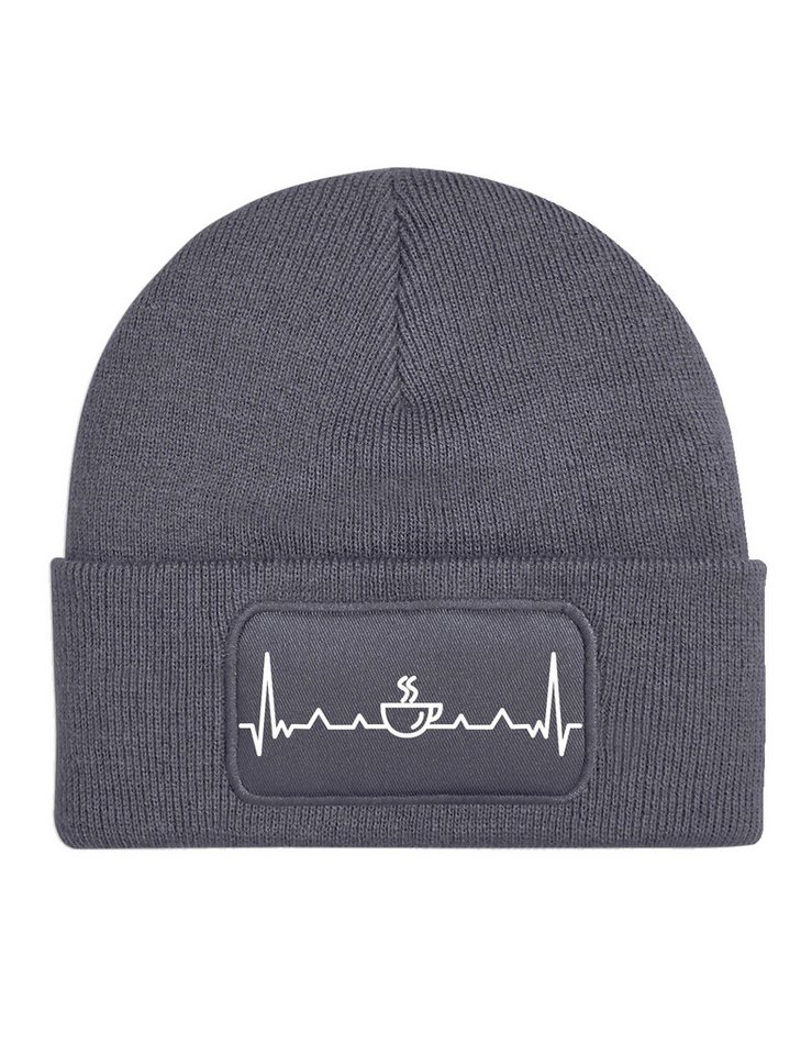 Youth Designz Beanie Heartbeat Kaffee Unisex Beanie Mütze mit trendigem Motiv von Youth Designz