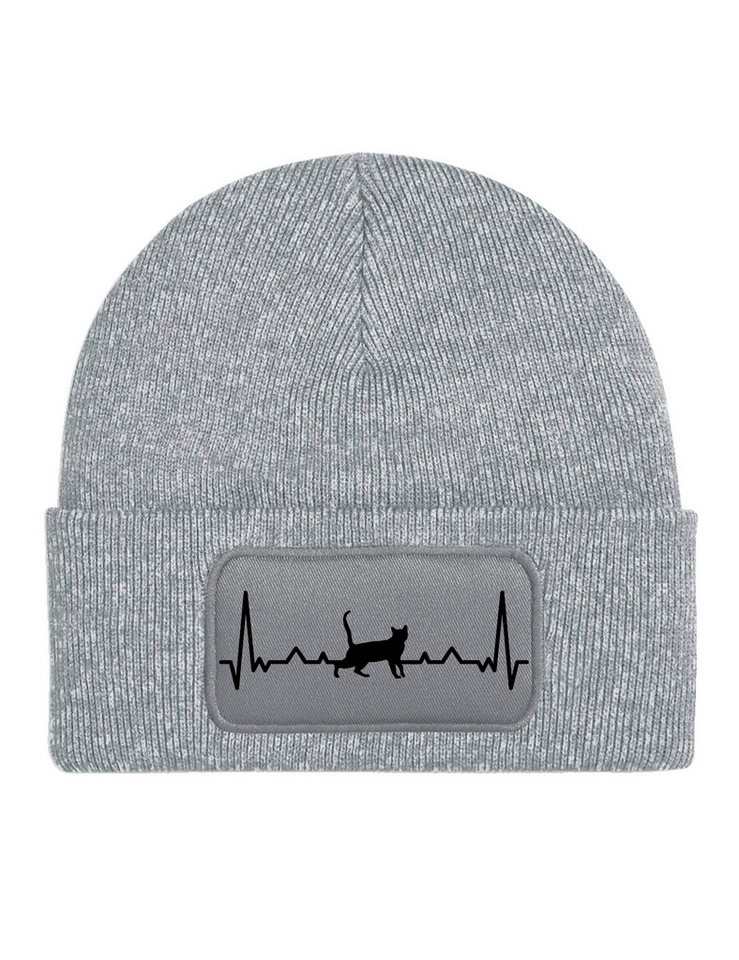 Youth Designz Beanie Heartbeat Katze Unisex Beanie Mütze mit trendigem Frontprint von Youth Designz