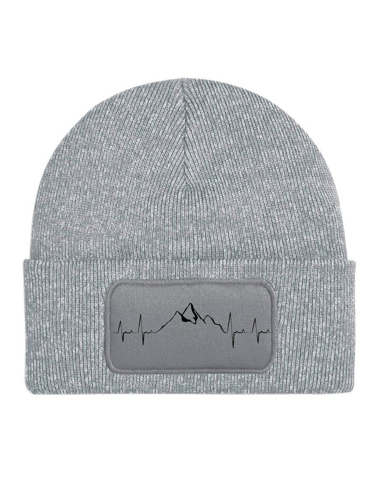 Youth Designz Beanie Heartbeat Mountain Wandern Berge Camping Unisex Beanie Mütze mit modischem Logo Motiv von Youth Designz