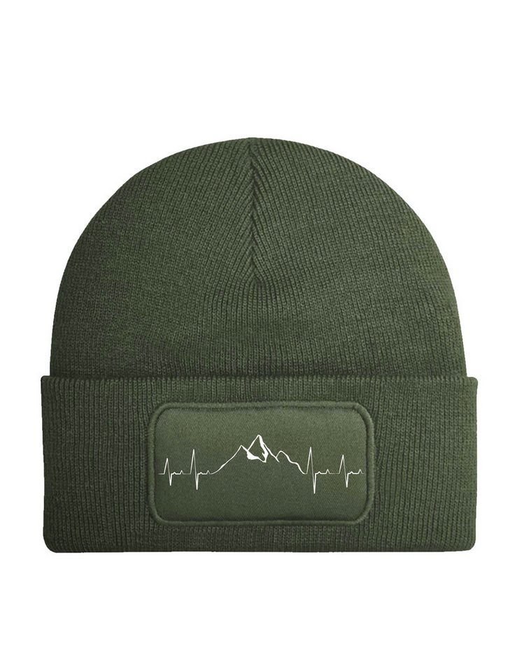 Youth Designz Beanie Heartbeat Mountain Wandern Berge Camping Unisex Beanie Mütze mit modischem Logo Motiv von Youth Designz