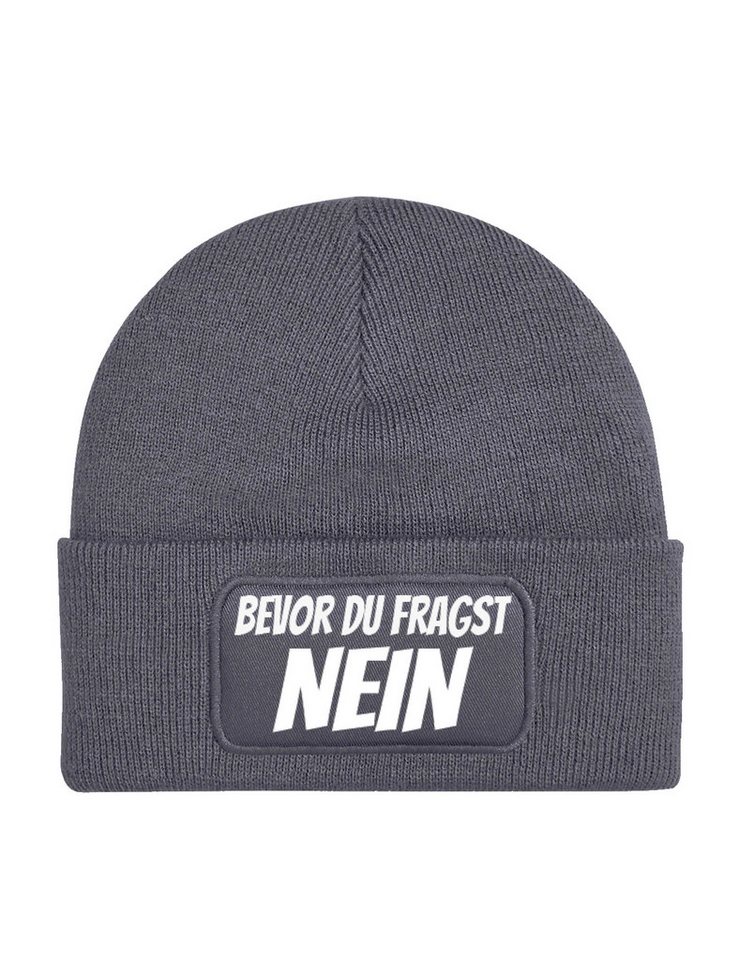 Youth Designz Beanie Herren & Damen unisex Mütze "Bevor Du Fragst NEIN" Print Statement Beanie mit lustigen Aufdruck Geschenk für Männer und Frauen von Youth Designz