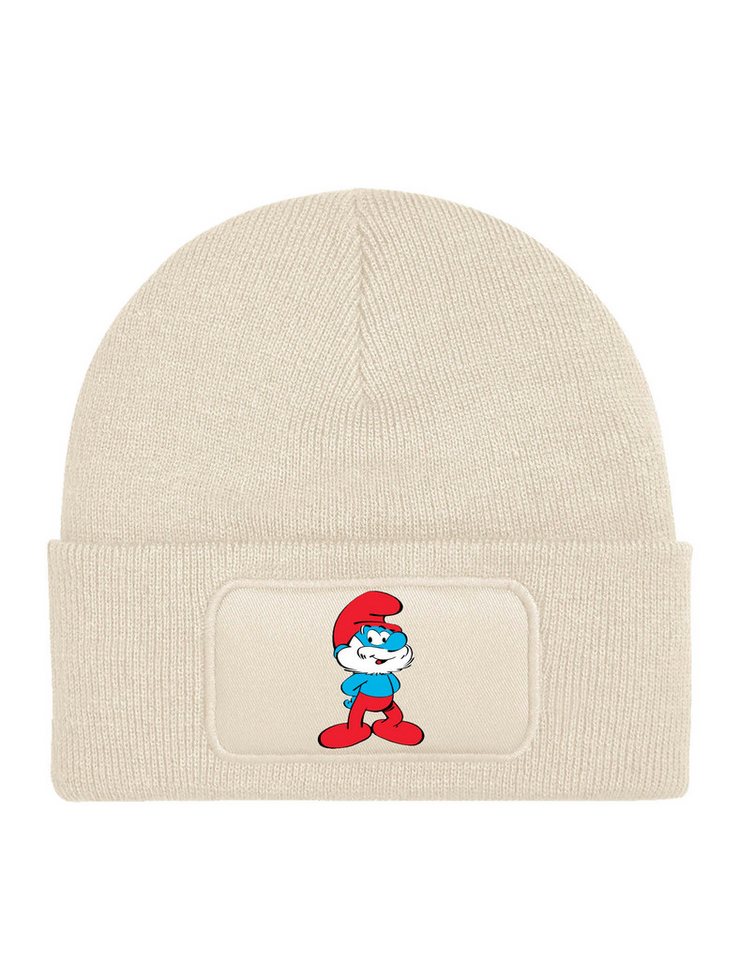Youth Designz Beanie Kinder Beanie Mütze "Papa Schlumpf" Schlümpfe Print Geschenk Wintermütze Strickmütze mit Fun Aufdruck von Youth Designz