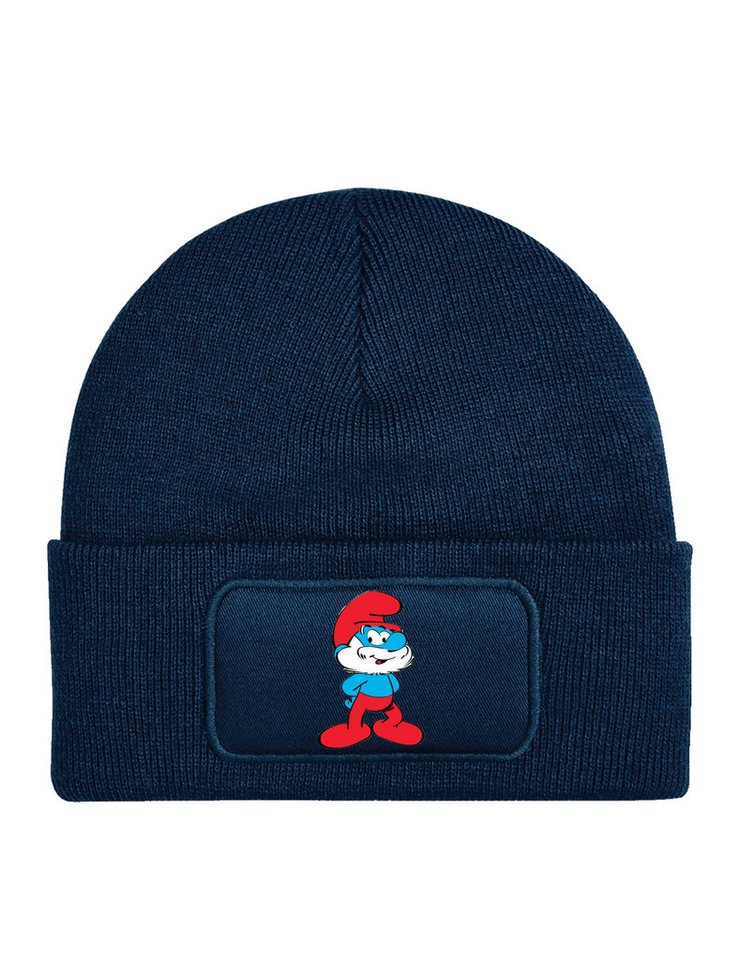 Youth Designz Beanie Kinder Beanie Mütze "Papa Schlumpf" Schlümpfe Print Geschenk Wintermütze Strickmütze mit Fun Aufdruck von Youth Designz