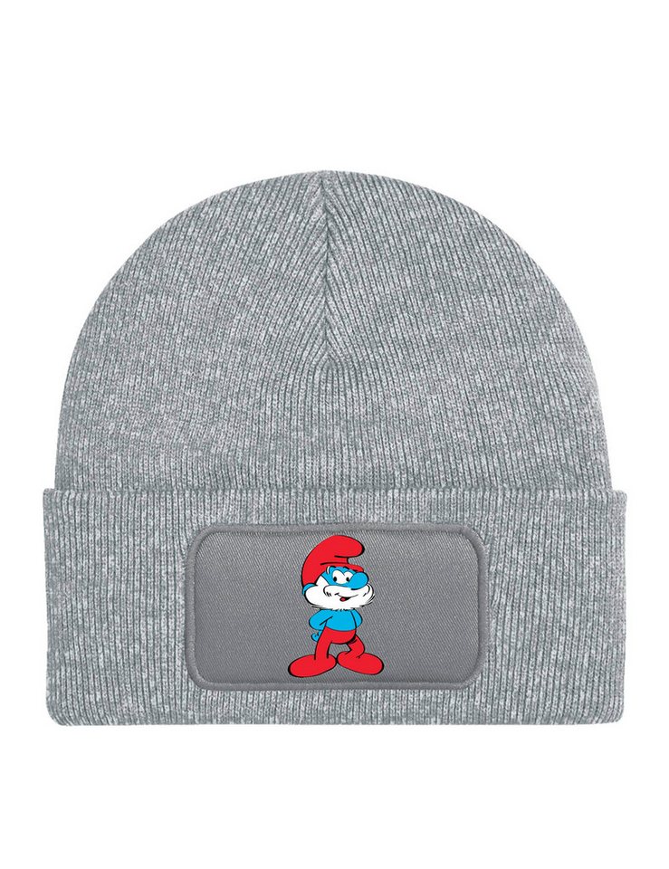 Youth Designz Beanie Kinder Beanie Mütze "Papa Schlumpf" Schlümpfe Print Geschenk Wintermütze Strickmütze mit Fun Aufdruck von Youth Designz