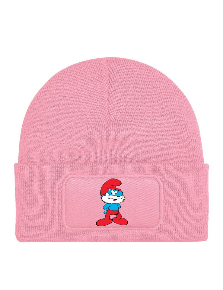 Youth Designz Beanie Kinder Beanie Mütze "Papa Schlumpf" Schlümpfe Print Geschenk Wintermütze Strickmütze mit Fun Aufdruck von Youth Designz