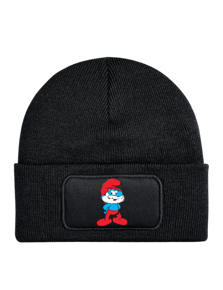 Youth Designz Beanie Kinder Beanie Mütze "Papa Schlumpf" Schlümpfe Print Geschenk Wintermütze Strickmütze mit Fun Aufdruck von Youth Designz
