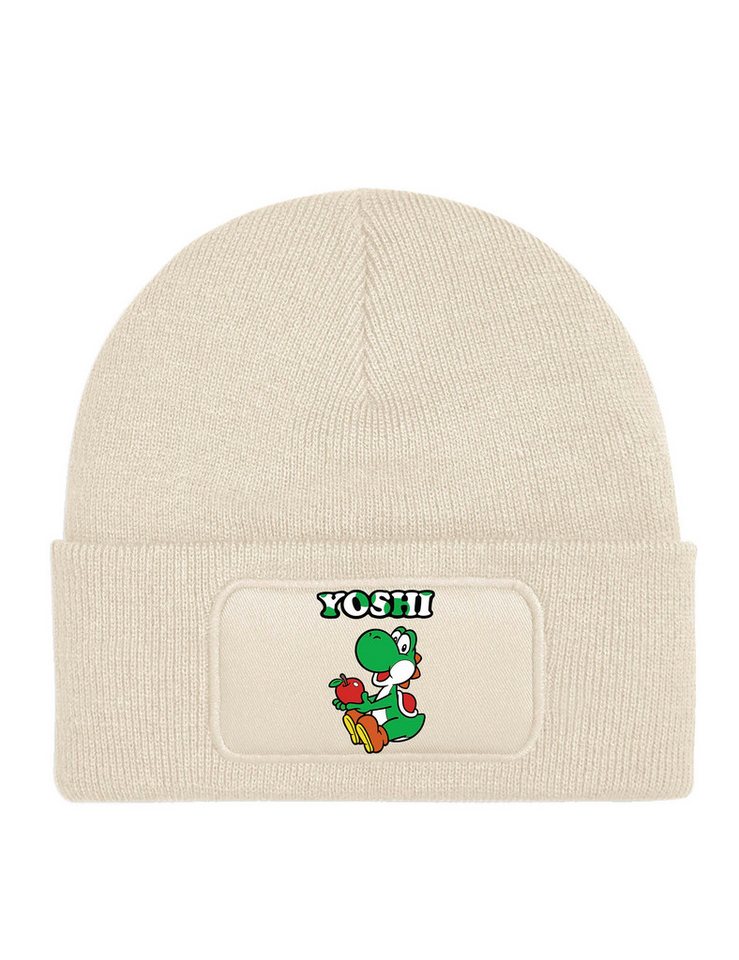 Youth Designz Beanie Kinder Beanie Mütze Yoshi Retro Mario Jungen Wintermütze Fun Geschenk Strickmütze mit Gaming Aufdruck von Youth Designz