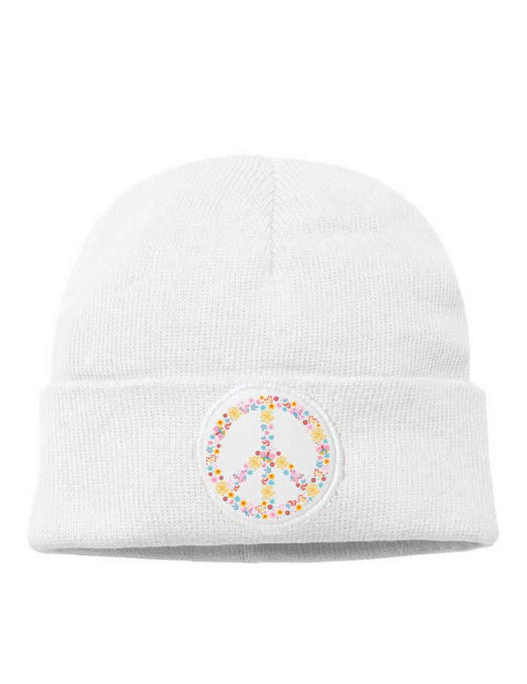 Youth Designz Beanie Peace Flowers unisex Beanie Mütze mit trendigem Motiv von Youth Designz