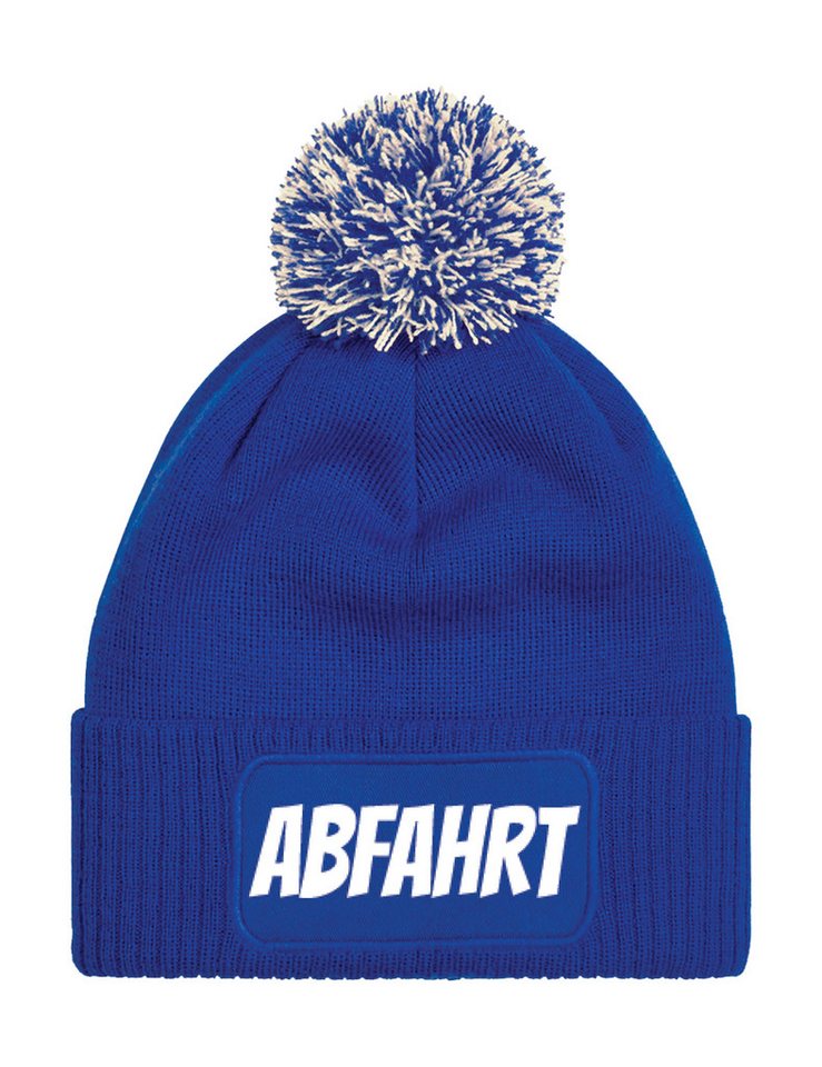 Youth Designz Beanie Unisex Strick Bommel Beanie Mütze mit Abfahrt Aufdruck Print Geschenk mit lustigen Logo für Damen und Herren von Youth Designz