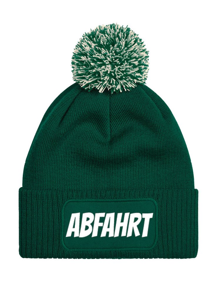 Youth Designz Beanie Unisex Strick Bommel Beanie Mütze mit Abfahrt Aufdruck Print Geschenk mit lustigen Logo für Damen und Herren von Youth Designz