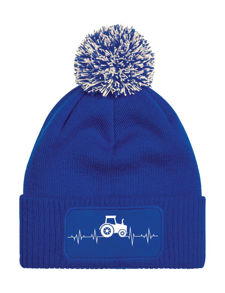 Youth Designz Beanie Unisex Strick Bommel Beanie Mütze mit Heartbeat Traktor Aufdruck mit lustigen Motiv für Männer und Frauen von Youth Designz