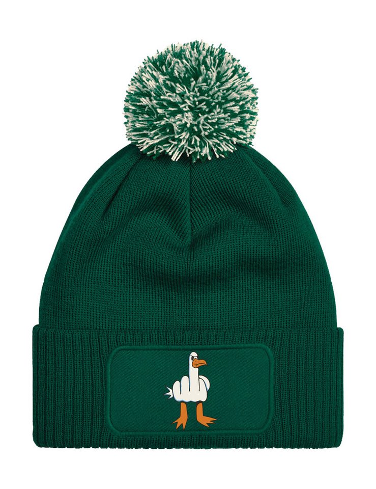 Youth Designz Beanie Unisex Strick Bommel Beanie Mütze mit Möwe Finger Aufdruck mit lustigen Print für Männer und Frauen von Youth Designz