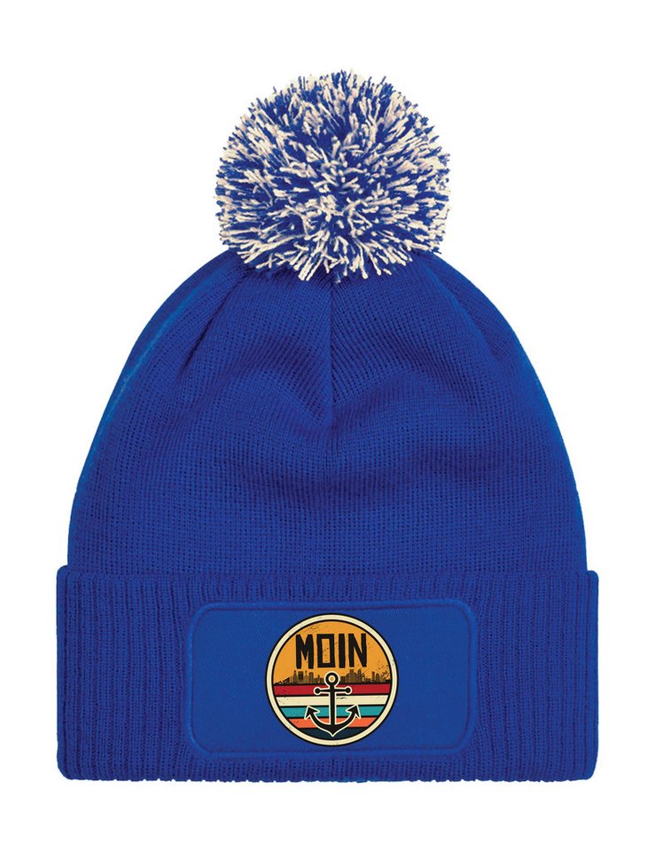 Youth Designz Beanie Unisex Strick Bommel Beanie Mütze mit Moin Anker Aufdruck mit lustigen Motiv für Männer und Frauen von Youth Designz