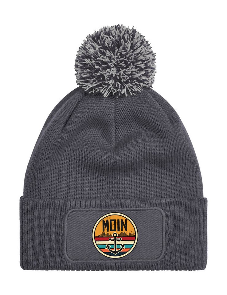 Youth Designz Beanie Unisex Strick Bommel Beanie Mütze mit Moin Anker Aufdruck mit lustigen Motiv für Männer und Frauen von Youth Designz