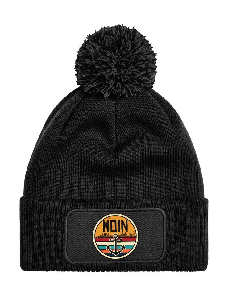 Youth Designz Beanie Unisex Strick Bommel Beanie Mütze mit Moin Anker Aufdruck mit lustigen Motiv für Männer und Frauen von Youth Designz