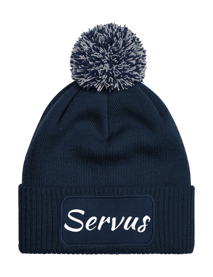 Youth Designz Beanie Unisex Strick Bommel Beanie Mütze mit Servus Aufdruck mit lustigem Spruch für Damen und Herren von Youth Designz