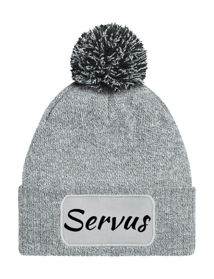 Youth Designz Beanie Unisex Strick Bommel Beanie Mütze mit Servus Aufdruck mit lustigem Spruch für Damen und Herren von Youth Designz