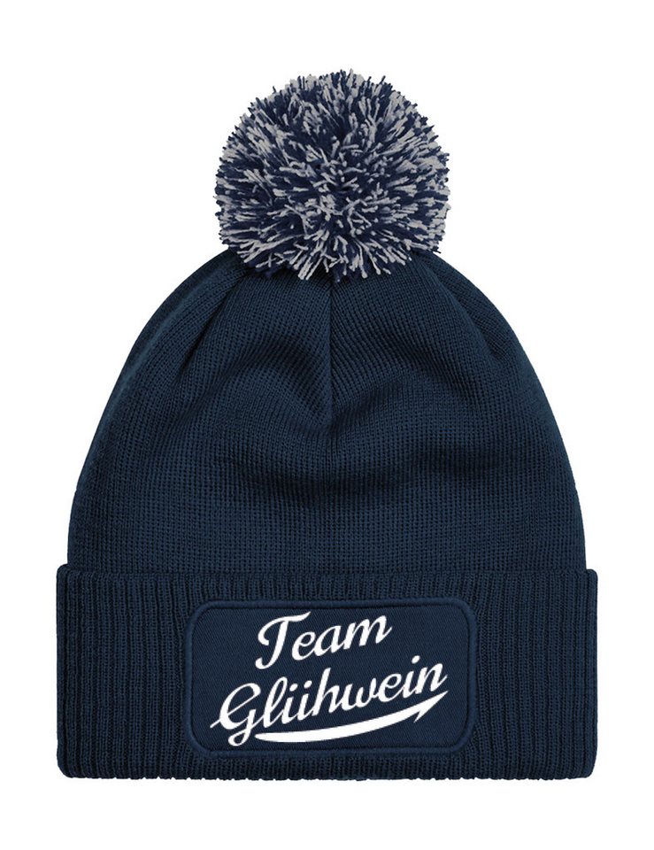 Youth Designz Beanie Unisex Strick Bommel Beanie Mütze mit Team Glühwein Aufdruck mit lustigem Spruch für Damen und Herren von Youth Designz