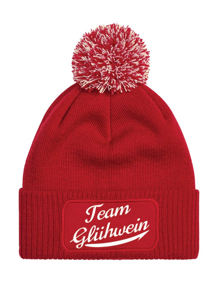 Youth Designz Beanie Unisex Strick Bommel Beanie Mütze mit Team Glühwein Aufdruck mit lustigem Spruch für Damen und Herren von Youth Designz